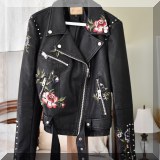H03. Ladies embroidered vegan leather jacket by Driftwood. 